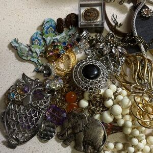 Silver and Black Owl Pendant Necklace